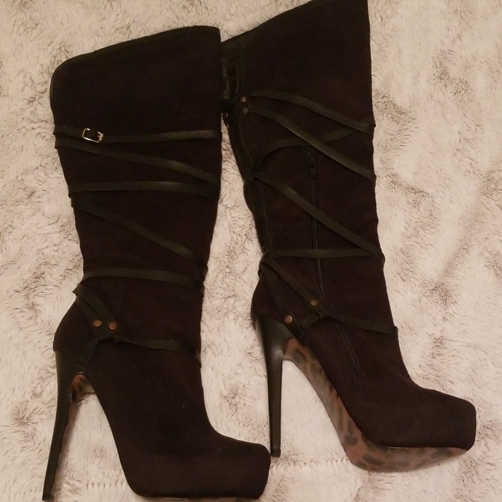 Black knee high boots